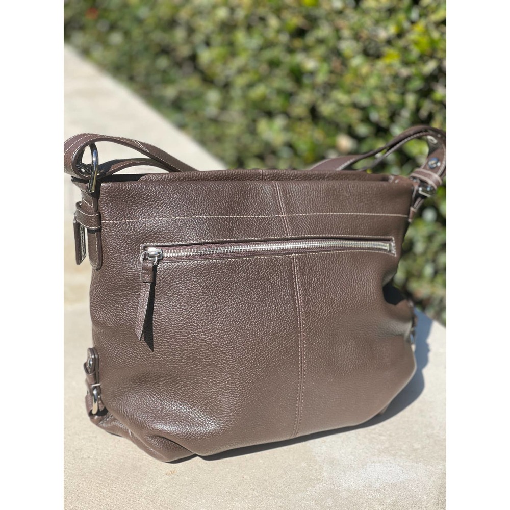 Coach Pebbled Leather Dark Brown Cross Body/Shoulder Bag